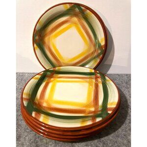 7 Vintage Vernonware Homespun Design Saucers  #2285
